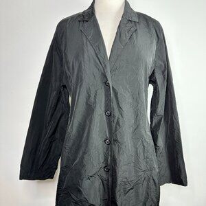 Sun Kim Button Front Dress Tunic Top Black Women's Medium Oversized Lagenlook